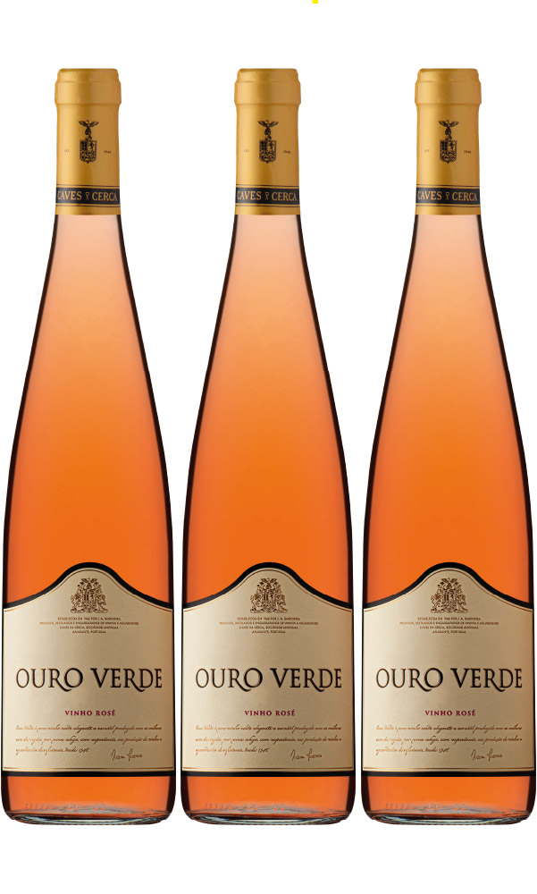 Ouro Verde Rosé. Vinho Verde Rosé produzido em amarante por Caves da Cerca Caixa 3